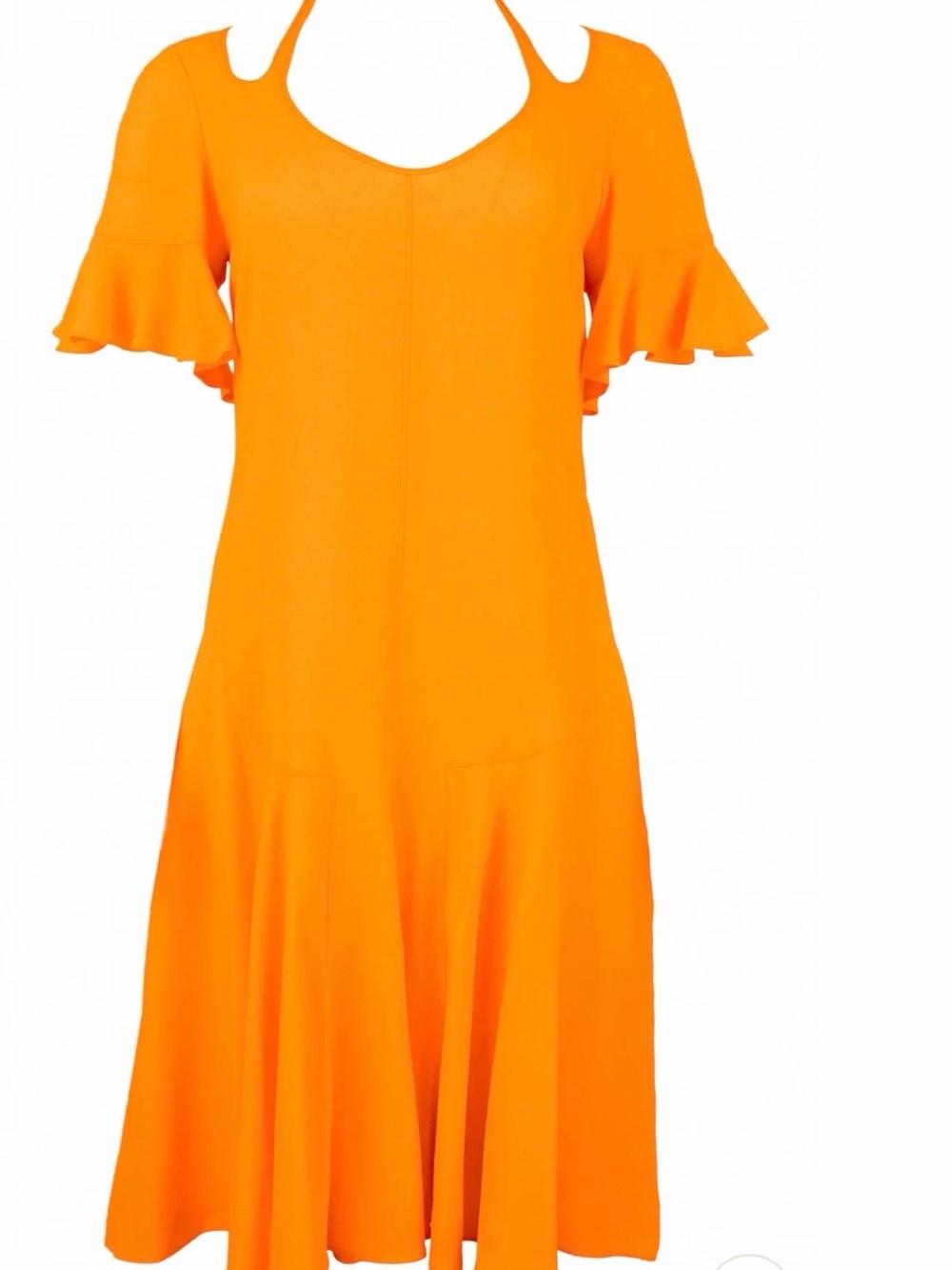 Stella McCartney Orange Cold-Shoulder Ruffle Midi Dress